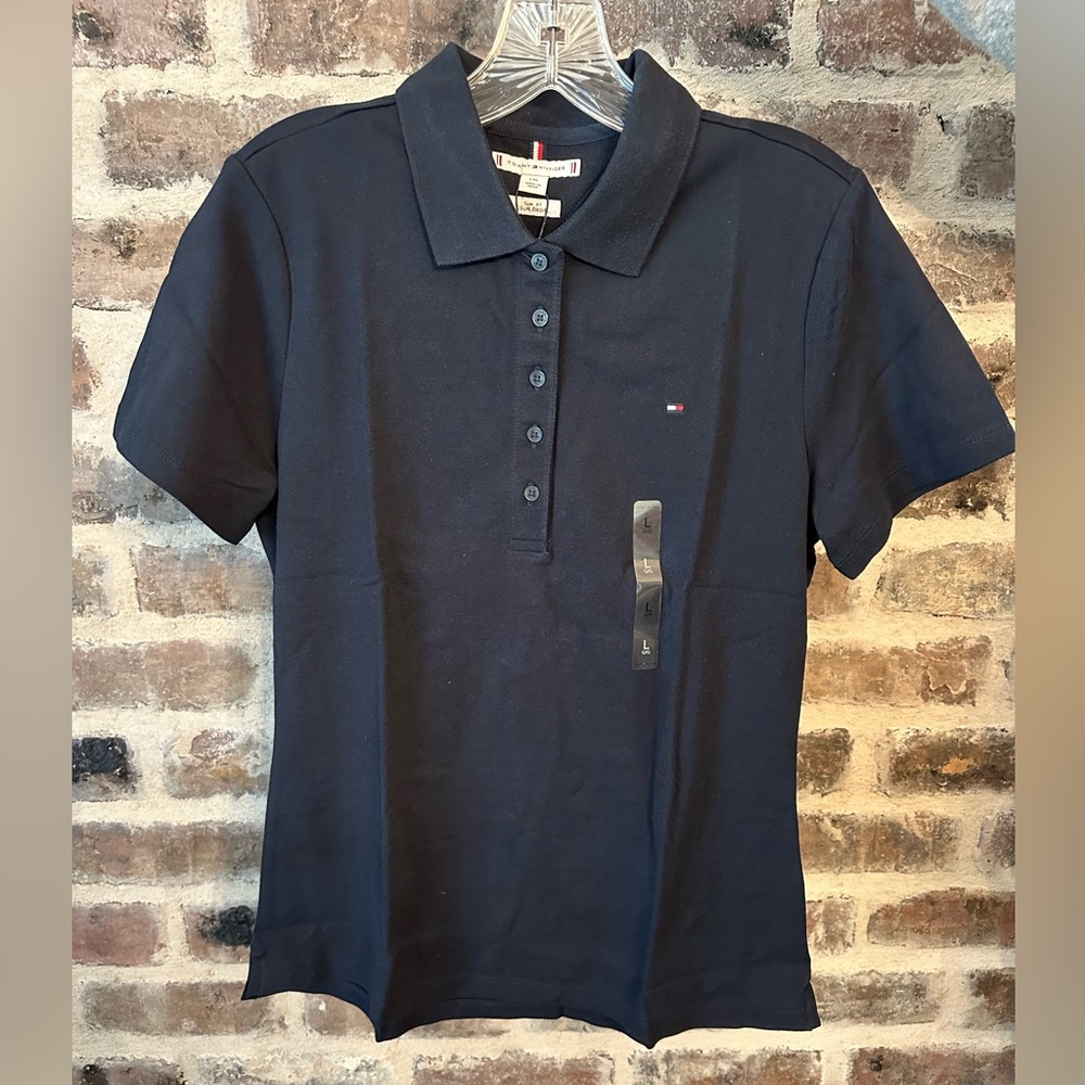 Tommy Hilfiger Navy Blue Polo Shirt - Large Slim Fit